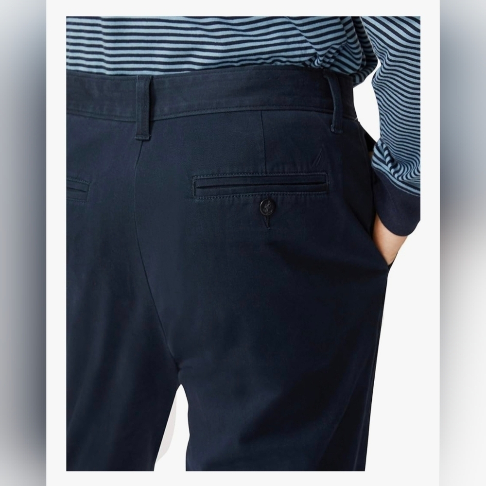 Nautica Men's Classic Fit Flat Front Stretch Solid Chino Deck Pant #1205 - Picture 9 of 10